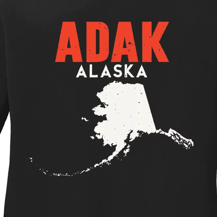 Adak Alaska Usa State America Travel Alaskan Ladies Long Sleeve Shirt