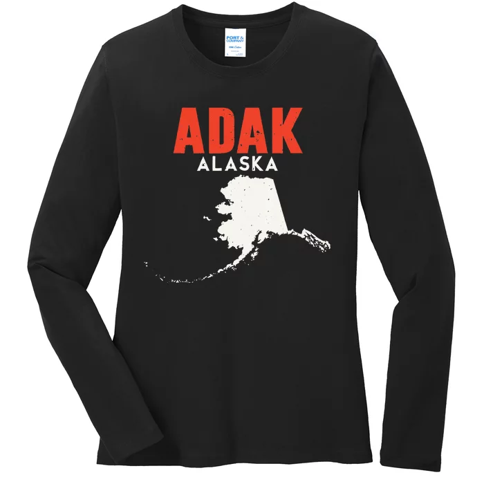 Adak Alaska Usa State America Travel Alaskan Ladies Long Sleeve Shirt