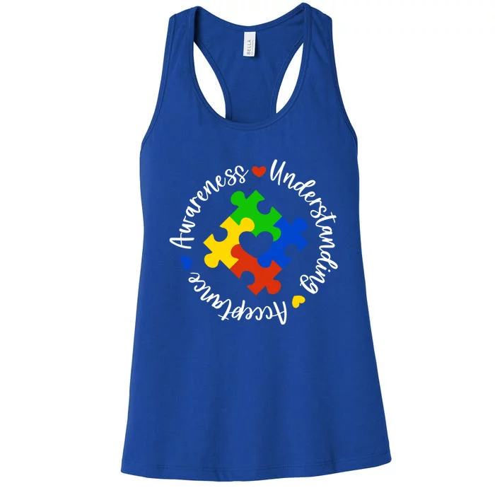 Autism Awareness Understanding Acceptance Puzzle Piece Gift Women's Racerback Tank