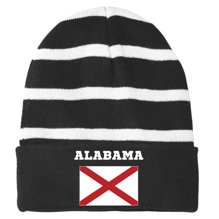 Alabama American Usa Top Travel Flag Gift Striped Beanie with Solid Band