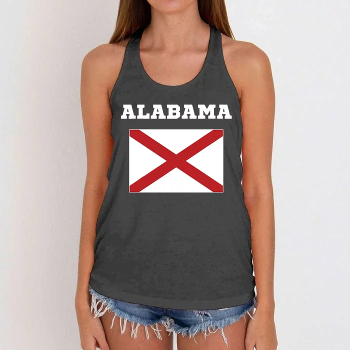 Alabama American Usa Top Travel Flag Gift Women's Knotted Racerback Tank