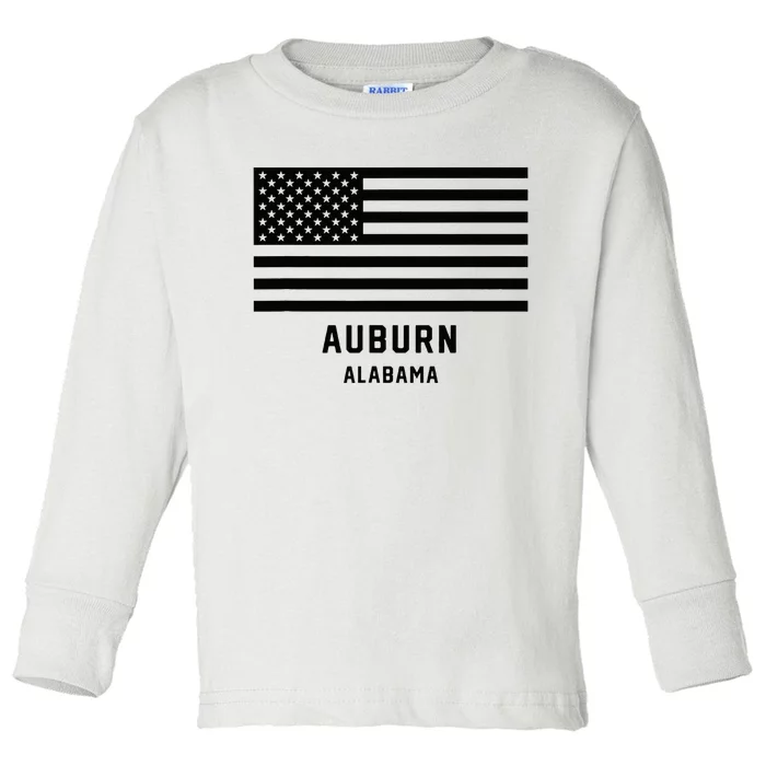 Auburn Alabama Usa American Flag Patriotic Toddler Long Sleeve Shirt