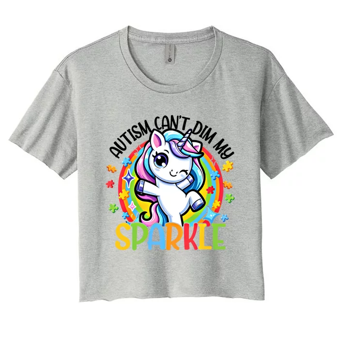 Autism Awareness Unicorn Gift For Autism Mom Funny Gift Women's Crop Top Tee