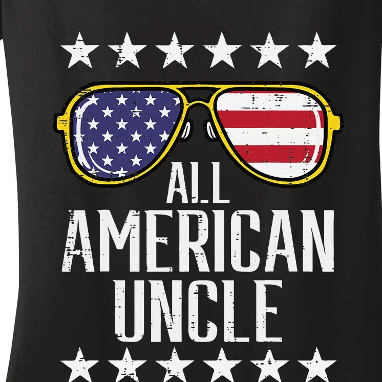 All American Uncle 4th Of July Memorial Day Matching Family Women's V-Neck T-Shirt