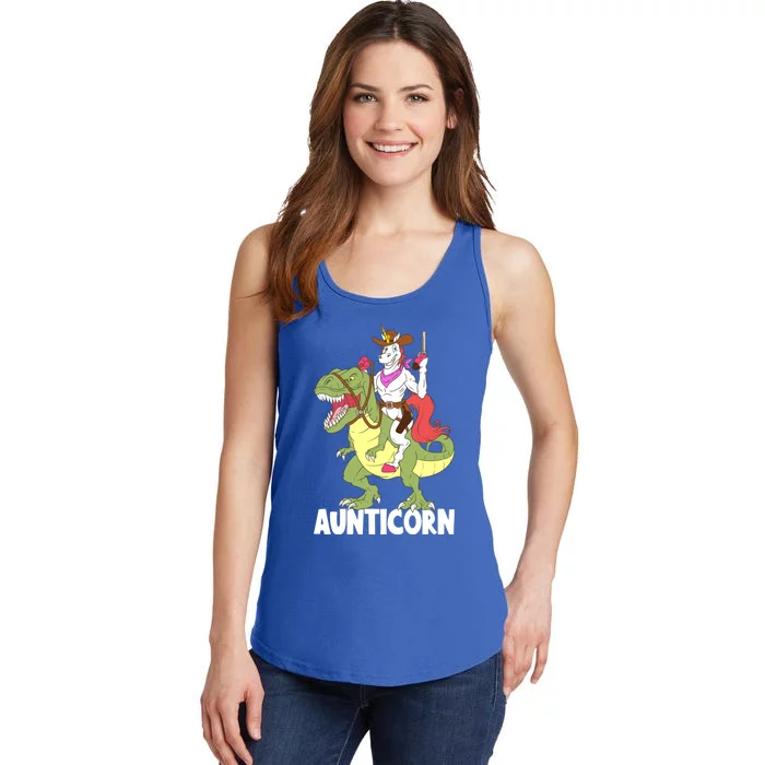 Aunticorn Aunt Unicorn Riding Trex Dinosaur Cow Sheriff Gift Ladies Essential Tank