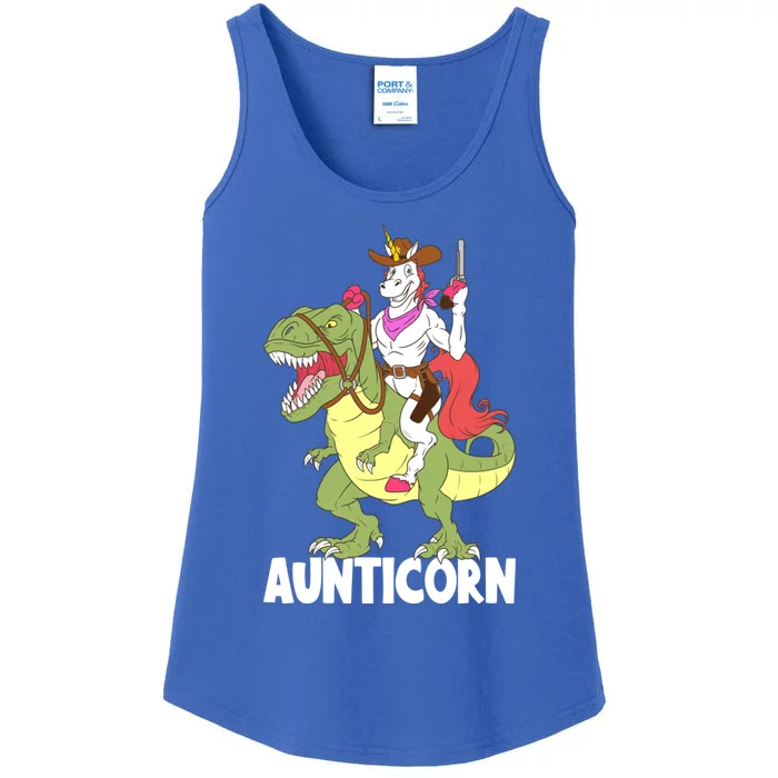 Aunticorn Aunt Unicorn Riding Trex Dinosaur Cow Sheriff Gift Ladies Essential Tank