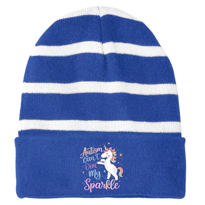 Autism Awareness Unicorn Gift Utism Mom Cool Gift Striped Beanie with Solid Band