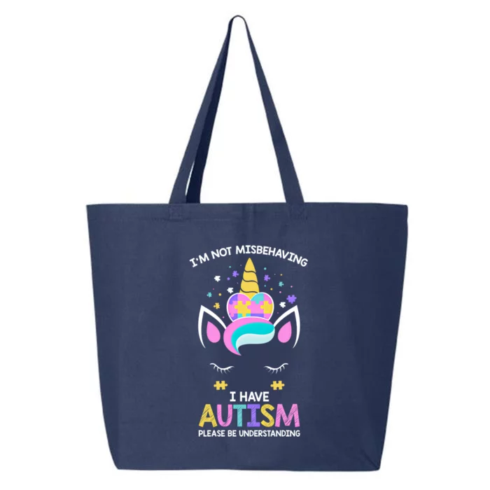 Autism Awareness Unicorn IM Not Misbehaving I Have Autism Funny Gift 25L Jumbo Tote