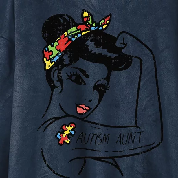 Autism Aunt Unbreakable Autistic Awareness Gift Auntie Hooded Wearable Blanket