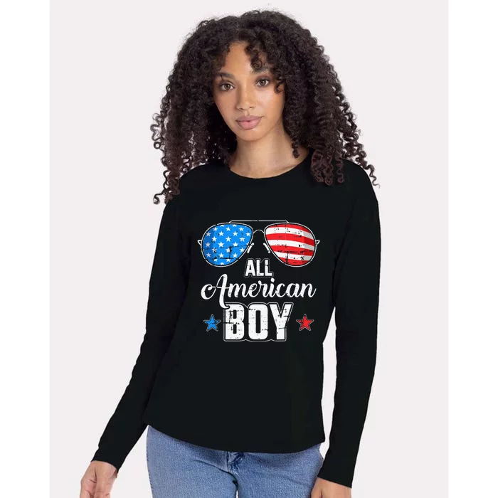 All american US flag sunglasses for matching 4th of July Womens Cotton Relaxed Long Sleeve T-Shirt