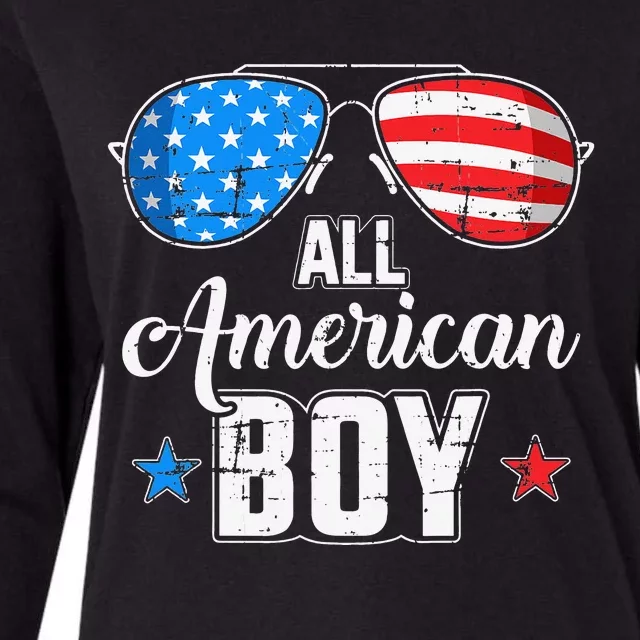 All american US flag sunglasses for matching 4th of July Womens Cotton Relaxed Long Sleeve T-Shirt