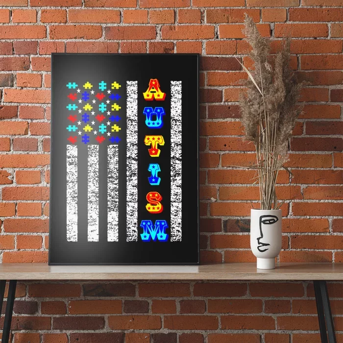 Autism Awareness USA Flag Poster