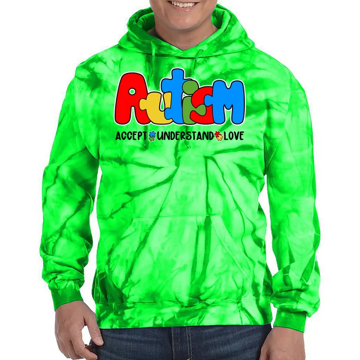 Autism Accept Understand Love Awareness Tie Dye Hoodie