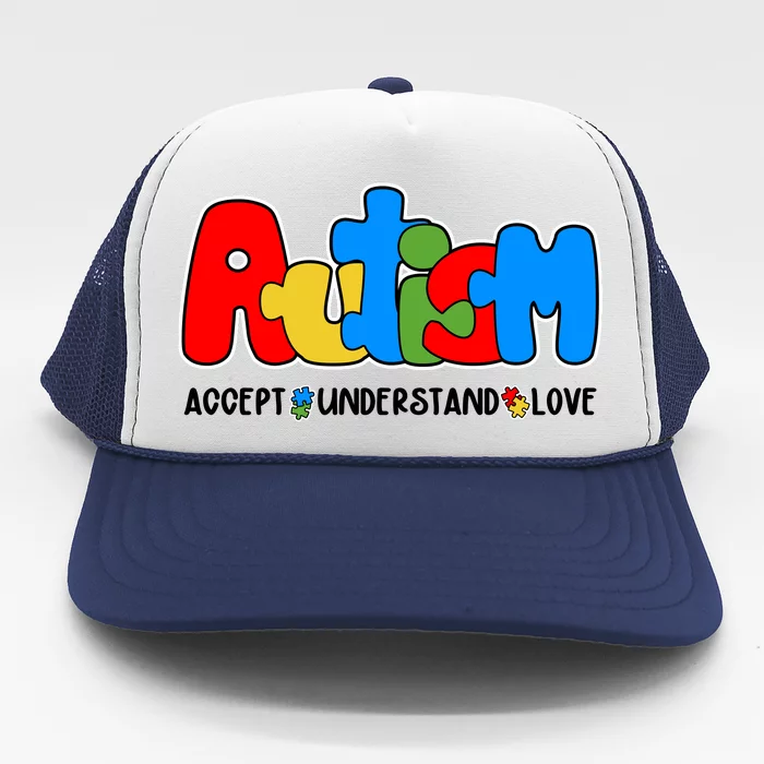 Autism Accept Understand Love Awareness Trucker Hat