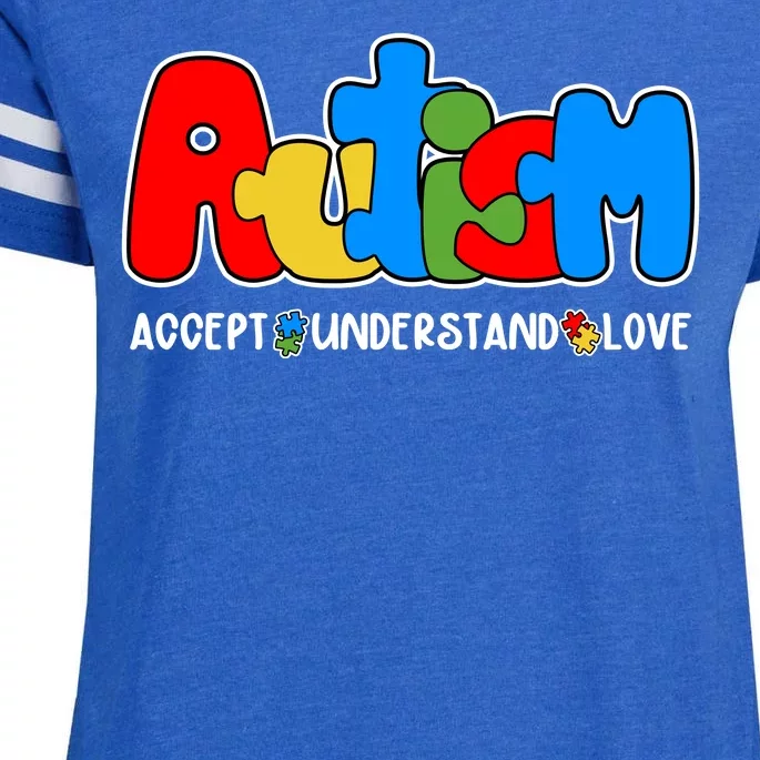 Autism Accept Understand Love Awareness Enza Ladies Jersey Football T-Shirt