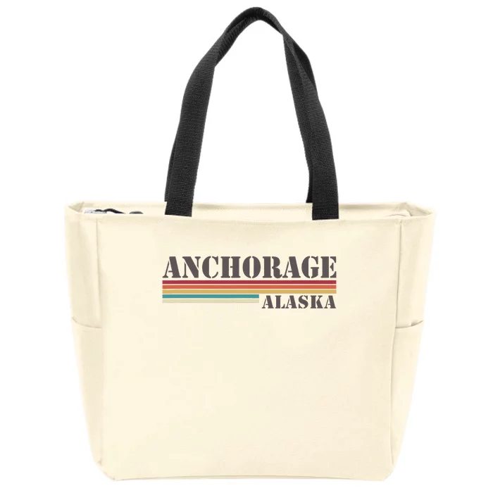 Anchorage Alaska Vintage Retro Stripes Classic Zip Tote Bag