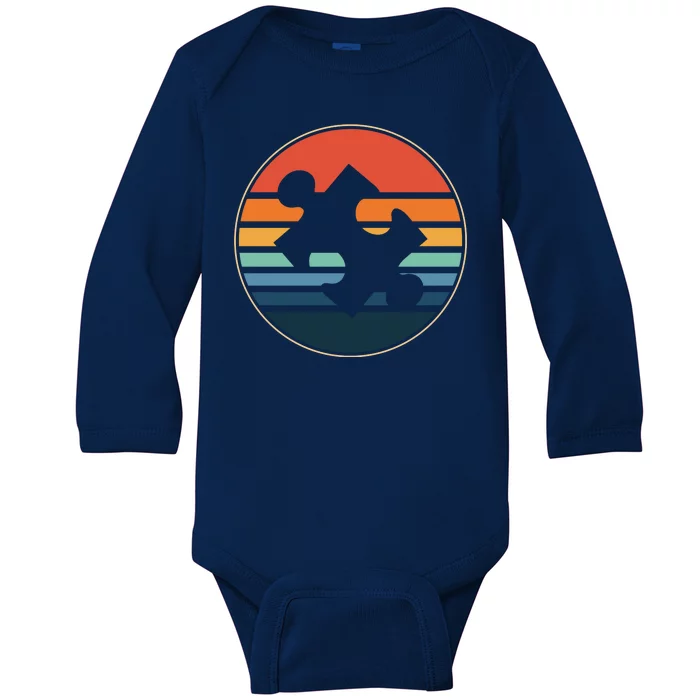 Autism Awareness Vintage Puzzle Baby Long Sleeve Bodysuit