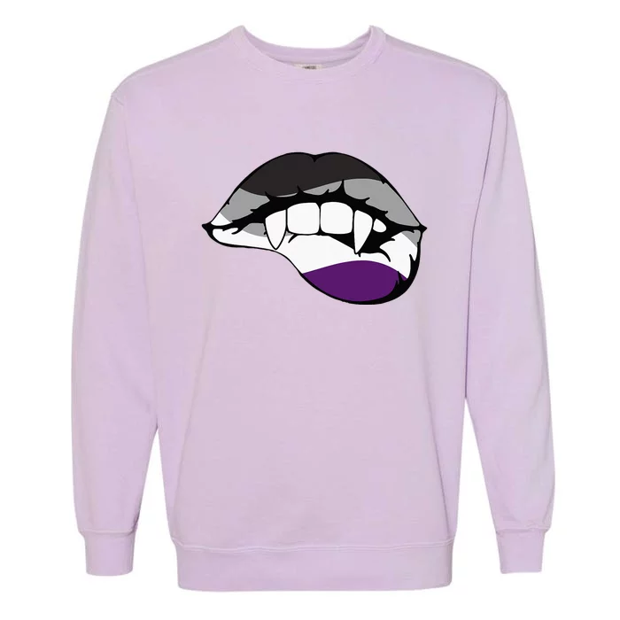 Asexual Ace Vampire Lips Fangs Costume Easy Halloween Garment-Dyed Sweatshirt