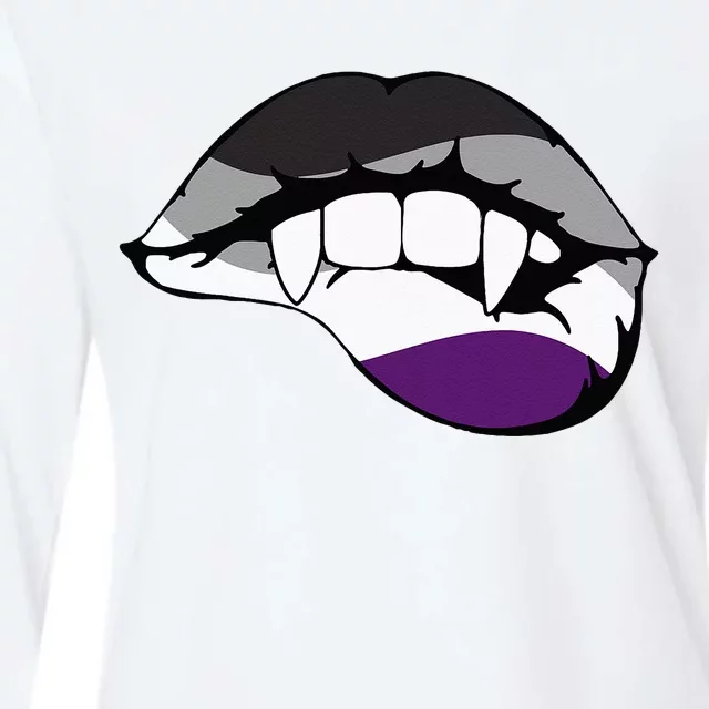 Asexual Ace Vampire Lips Fangs Costume Easy Halloween Womens Cotton Relaxed Long Sleeve T-Shirt