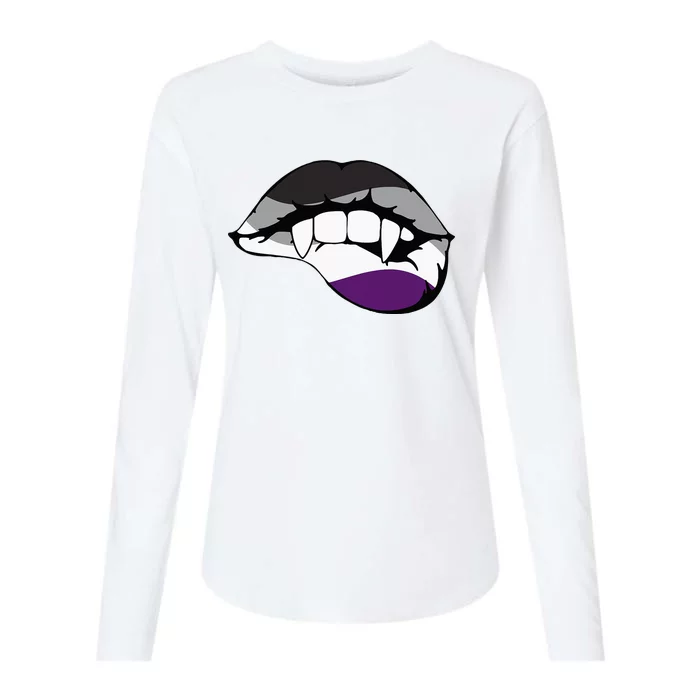 Asexual Ace Vampire Lips Fangs Costume Easy Halloween Womens Cotton Relaxed Long Sleeve T-Shirt