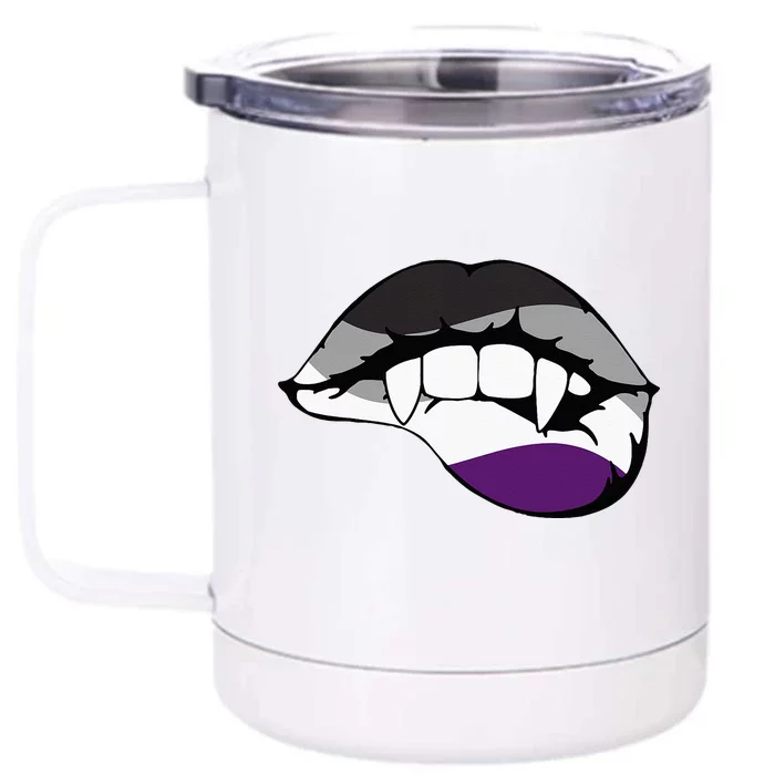 Asexual Ace Vampire Lips Fangs Costume Easy Halloween Front & Back 12oz Stainless Steel Tumbler Cup