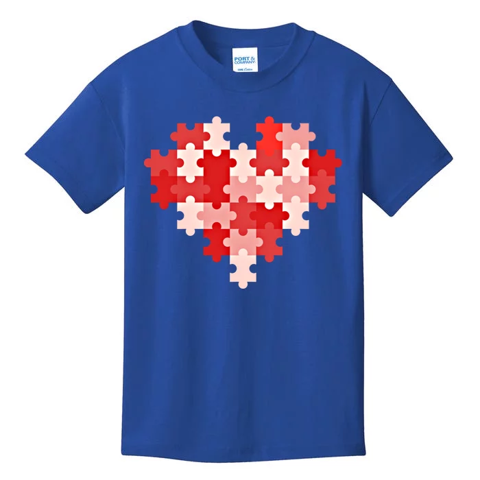 Autism Awareness Valentines Day Love Heart Puzzle Piece Gift Kids T-Shirt