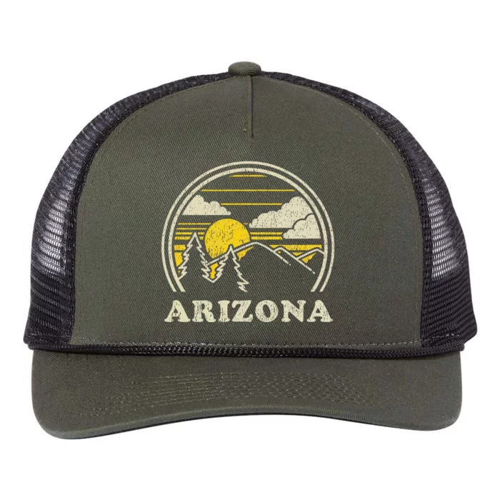 Arizona AZ Vintage Hiking Mountains Retro Rope Trucker Hat Cap