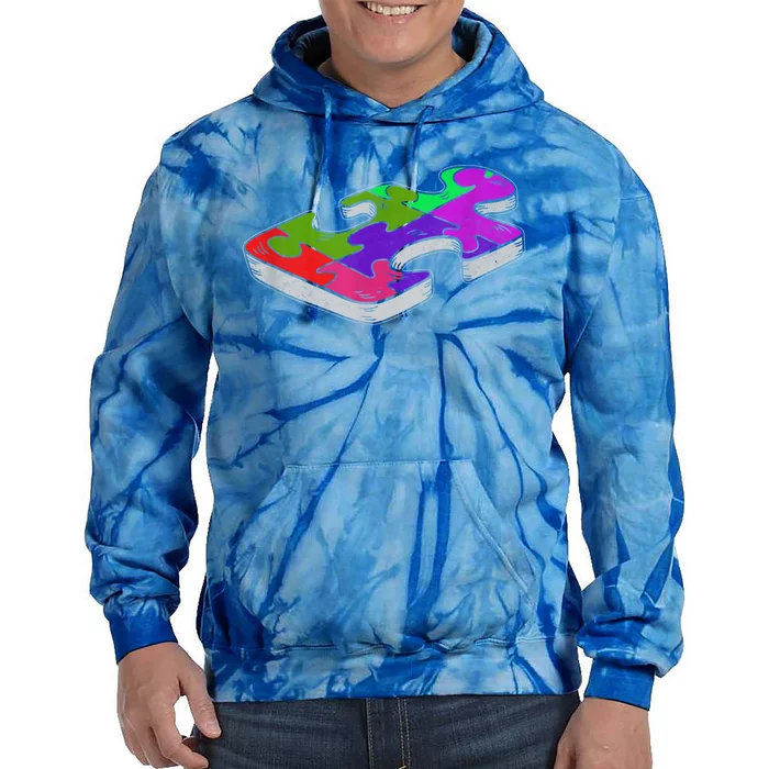 Autism Awareness Vintage Retro Piece  Wo kid boy Tie Dye Hoodie