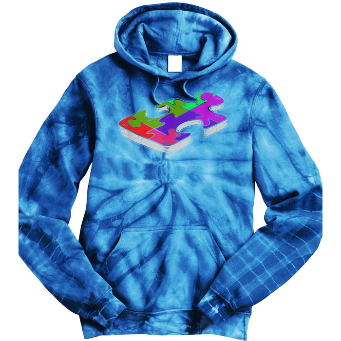 Autism Awareness Vintage Retro Piece  Wo kid boy Tie Dye Hoodie