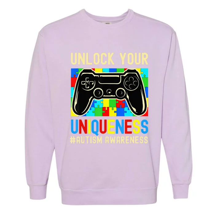 Autism Awareness Video Game Controller Gamer Garment-Dyed Sweatshirt