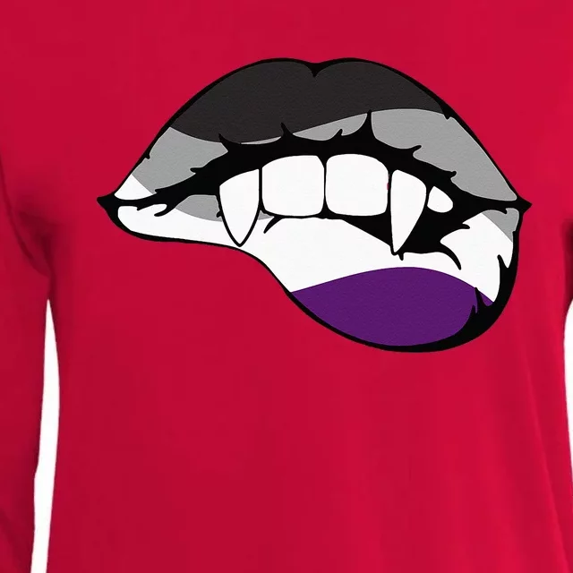 Asexual Ace Vampire Lips Fangs Costume Easy Halloween Gifts Womens Cotton Relaxed Long Sleeve T-Shirt