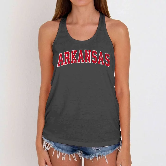 Arkansas Ar Vintage Sports Design Red Design Women's Knotted Racerback Tank