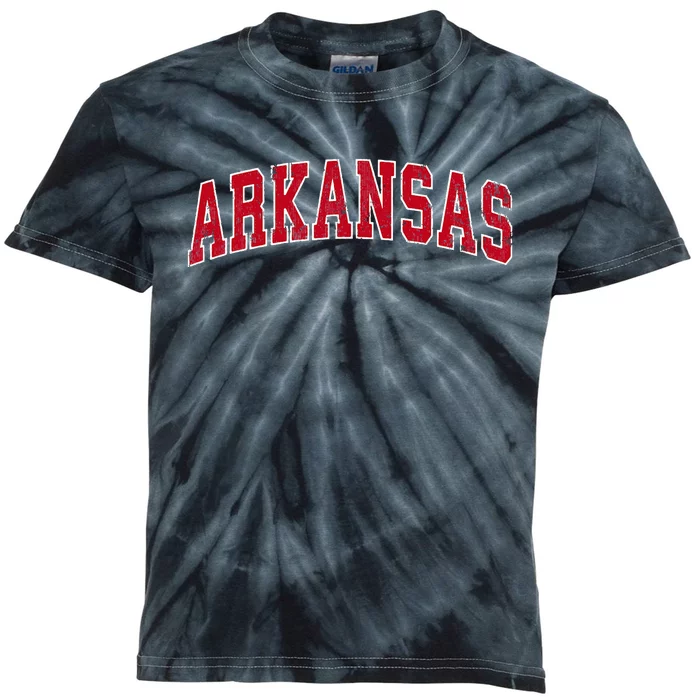 Arkansas Ar Vintage Sports Design Red Design Kids Tie-Dye T-Shirt