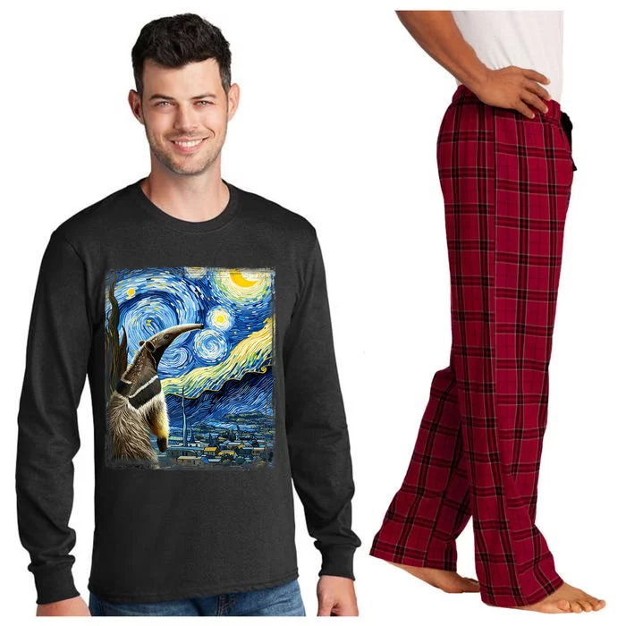 Artistic Anteater Van Gogh Style Starry Night Anteater Long Sleeve Pajama Set