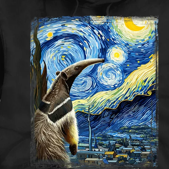 Artistic Anteater Van Gogh Style Starry Night Anteater Tie Dye Hoodie