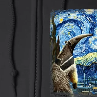 Artistic Anteater Van Gogh Style Starry Night Anteater Full Zip Hoodie