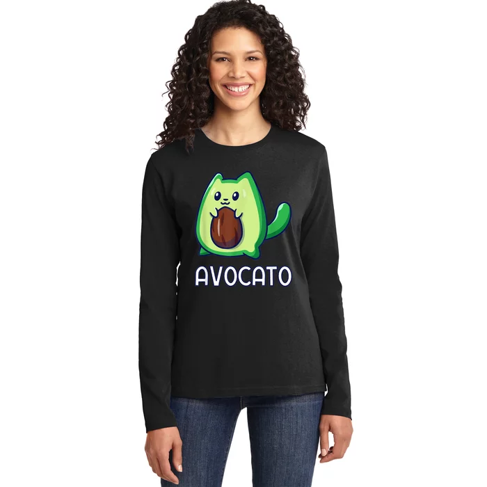 Avogato Avocado Vegan Cat Ladies Long Sleeve Shirt