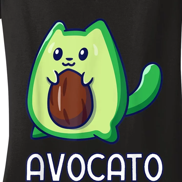 Avogato Avocado Vegan Cat Women's V-Neck T-Shirt