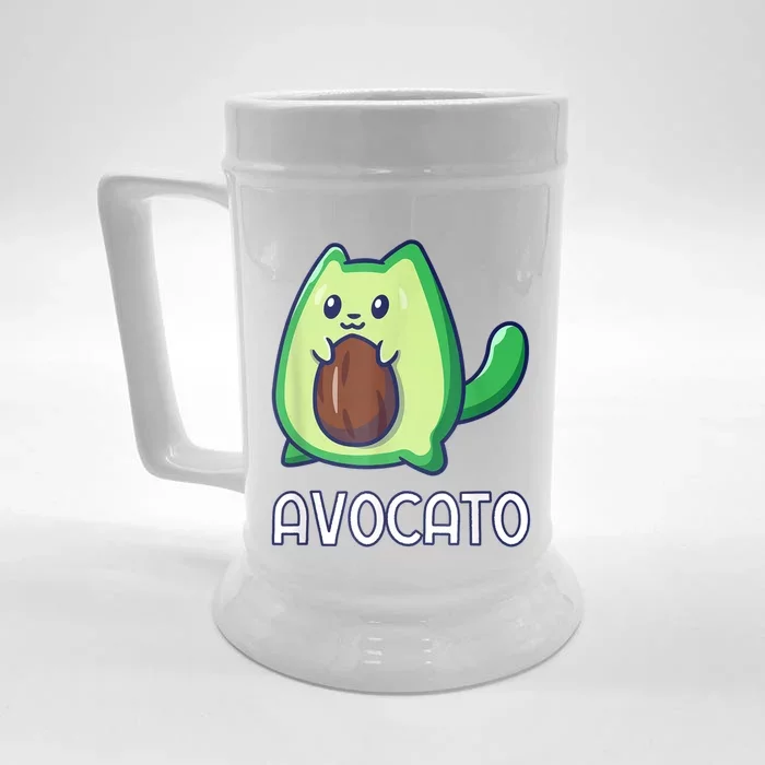 Avogato Avocado Vegan Cat Front & Back Beer Stein