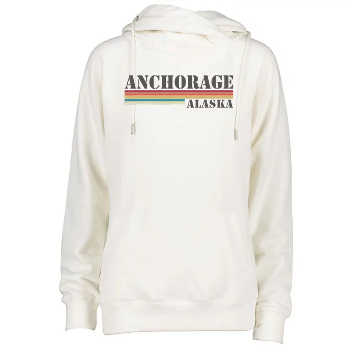 Anchorage Alaska Vintage Retro Stripes Classic Womens Funnel Neck Pullover Hood