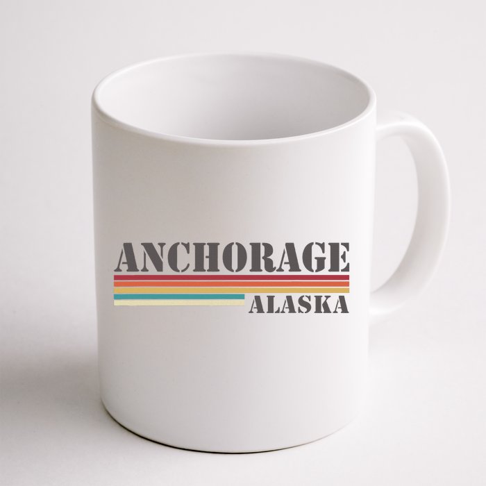 Anchorage Alaska Vintage Retro Stripes Classic Front & Back Coffee Mug