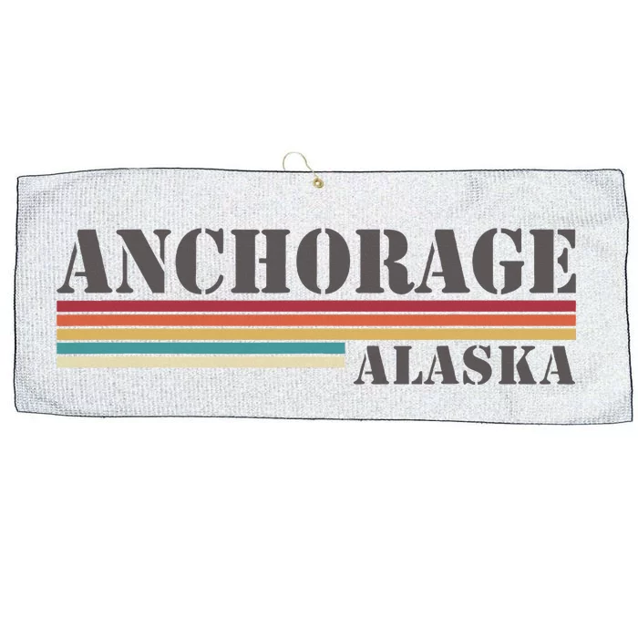 Anchorage Alaska Vintage Retro Stripes Classic Large Microfiber Waffle Golf Towel