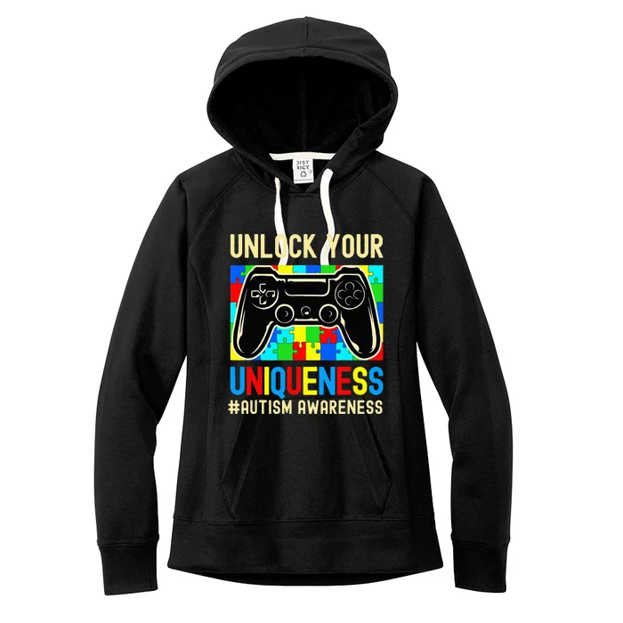 Autism Awareness Video Game Controller Gamer Women's Fleece Hoodie