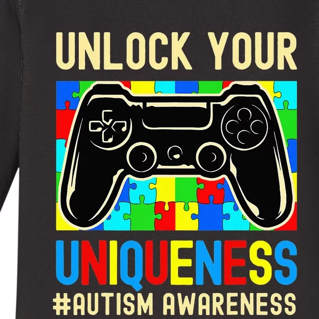 Autism Awareness Video Game Controller Gamer Baby Long Sleeve Bodysuit