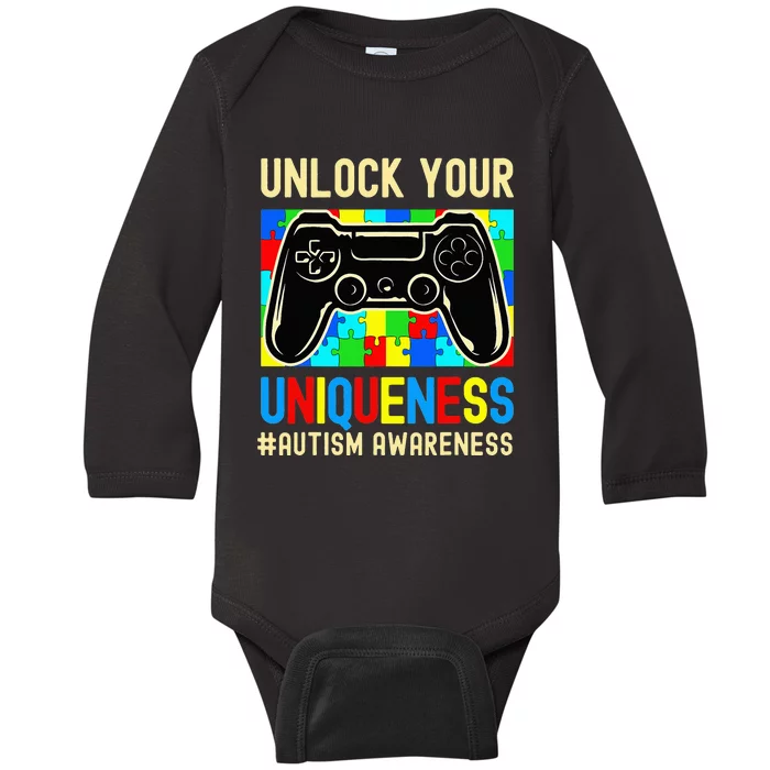 Autism Awareness Video Game Controller Gamer Baby Long Sleeve Bodysuit