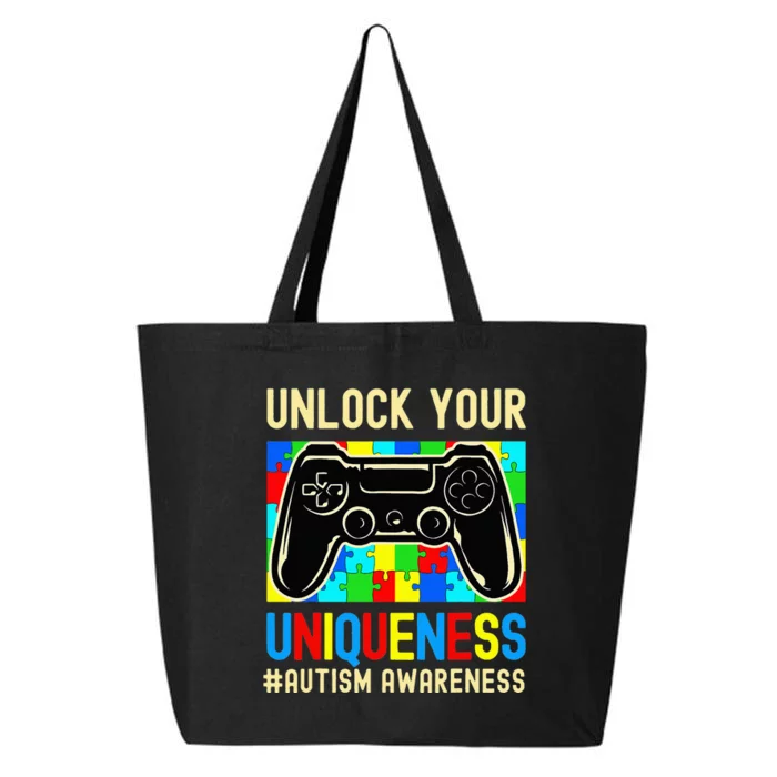 Autism Awareness Video Game Controller Gamer 25L Jumbo Tote