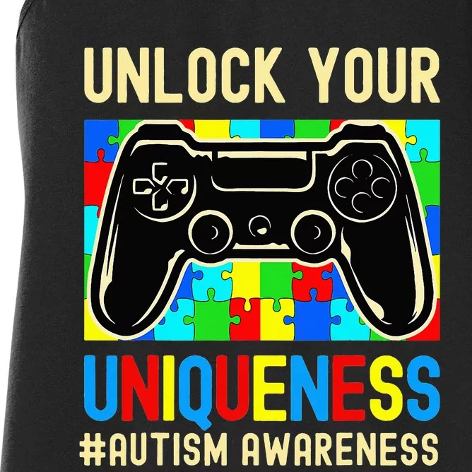 Autism Awareness Video Game Controller Gamer Women's Racerback Tank