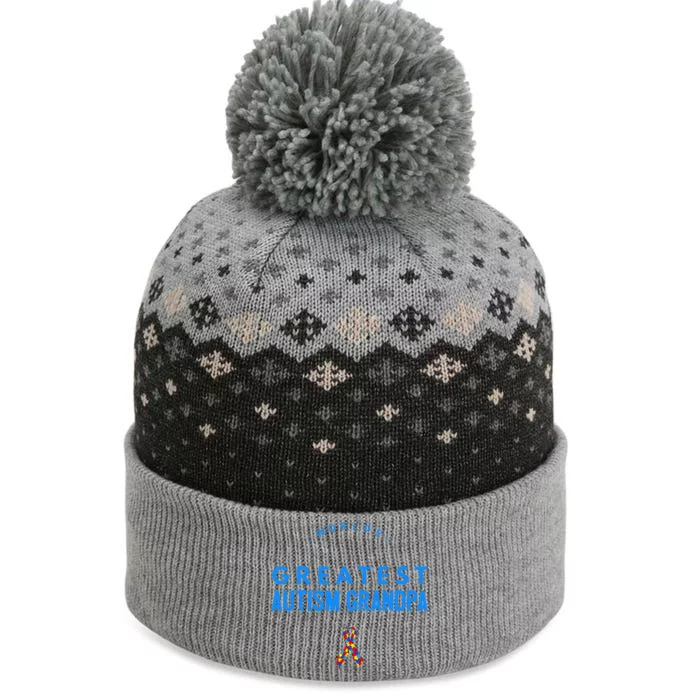 Autism Awareness Worlds Greatest Grandpa The Baniff Cuffed Pom Beanie