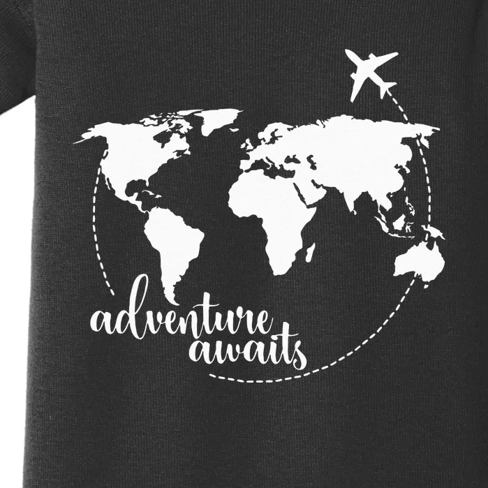 Adventure Awaits World Map for Travel Vacations Baby Bodysuit