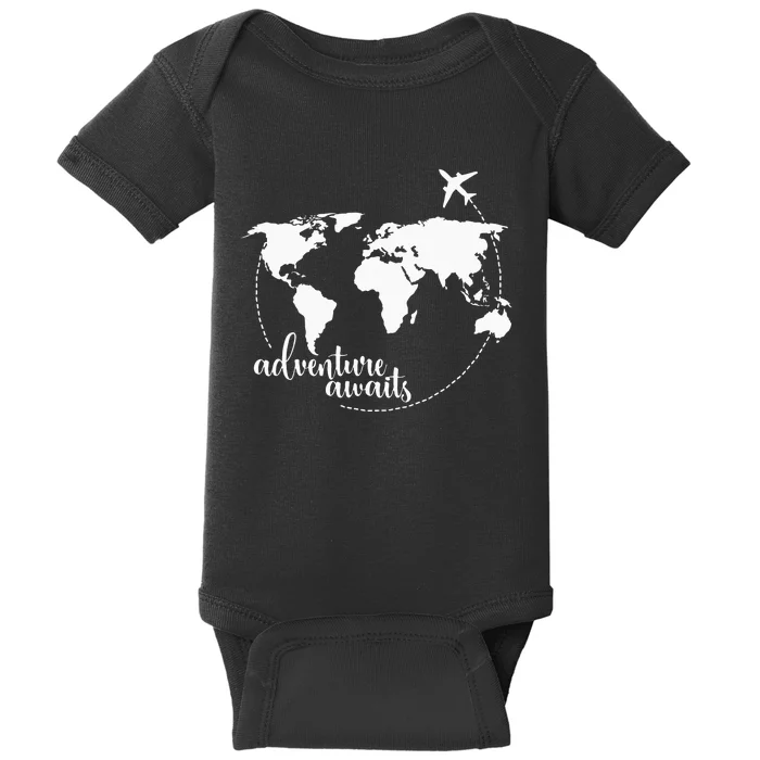 Adventure Awaits World Map for Travel Vacations Baby Bodysuit